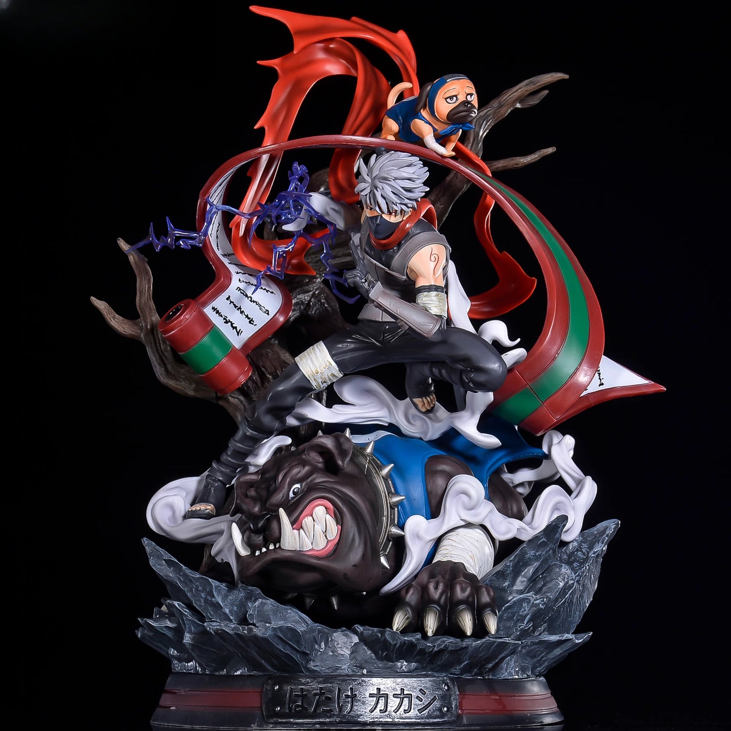 Figura de acción Kakashi Hatake - 41 cm | PVC premium con jutsu de invocación y perro