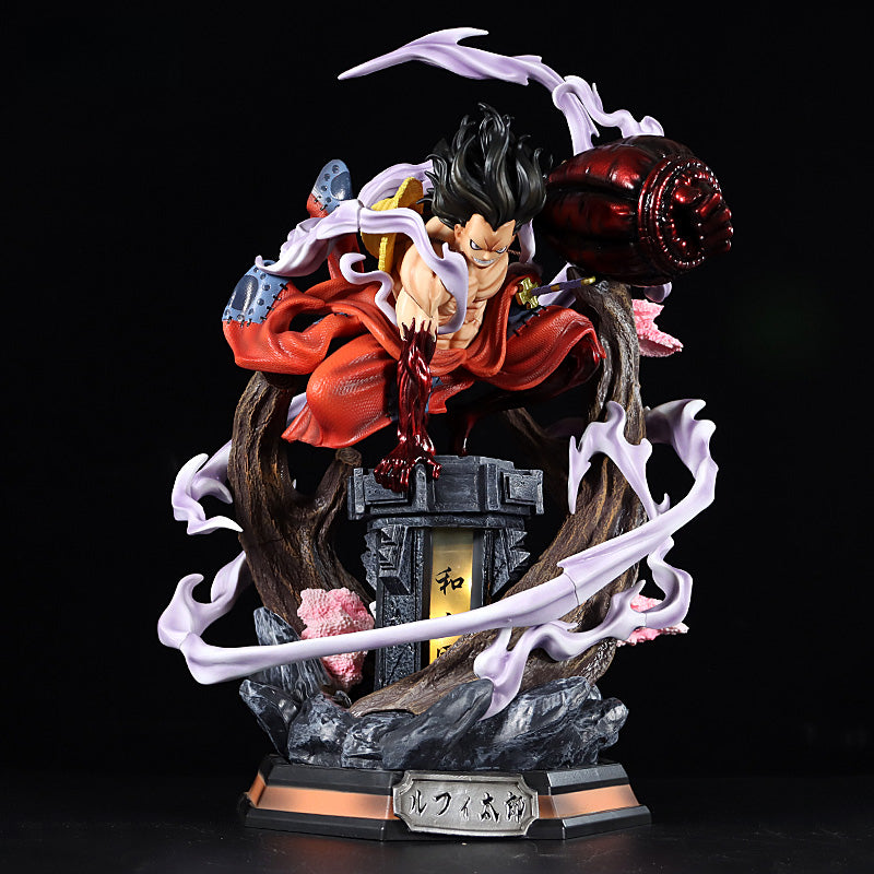 One-Piece Luffy Actionfigur-39 cm PVC-Statue mit austauschbaren Kopf- und Leuchtfunktionen