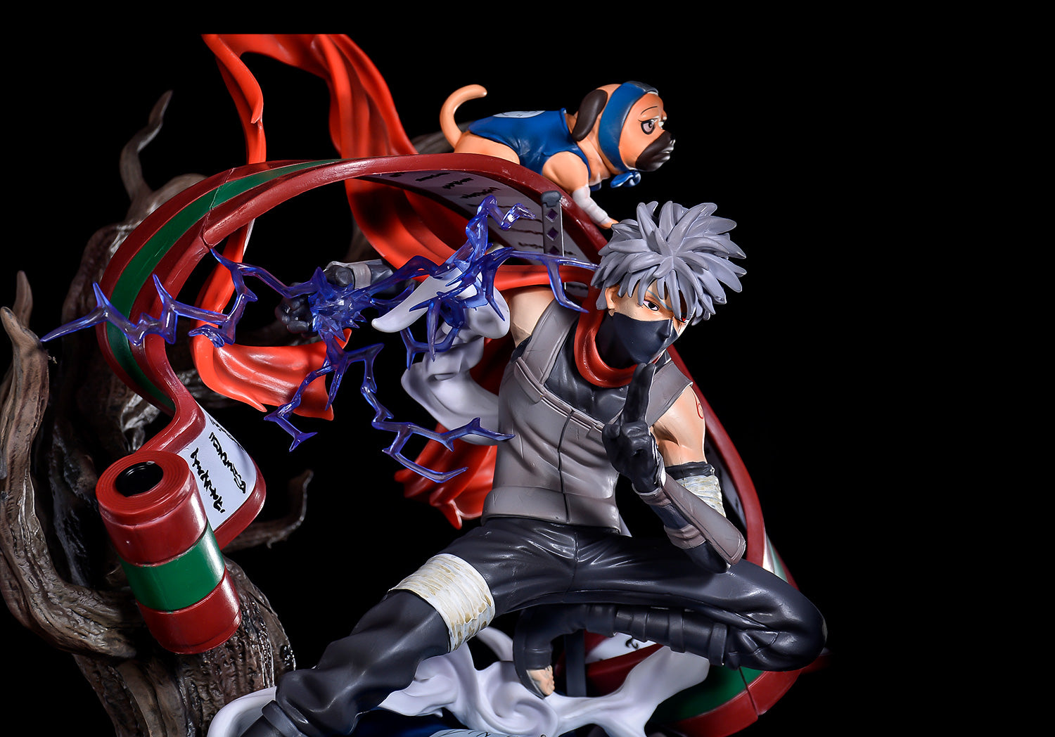 Figura de acción Kakashi Hatake - 41 cm | PVC premium con jutsu de invocación y perro