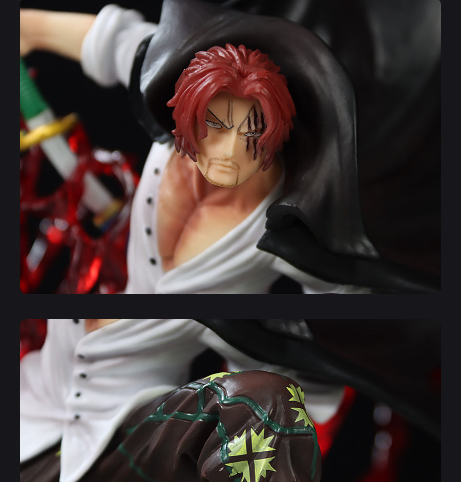 Estatueta de ação de Shanks - 32 cm com efeitos de energia vermelha - colecionável de uma peça