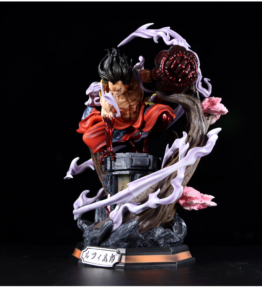 One-Piece Luffy Actionfigur-39 cm PVC-Statue mit austauschbaren Kopf- und Leuchtfunktionen