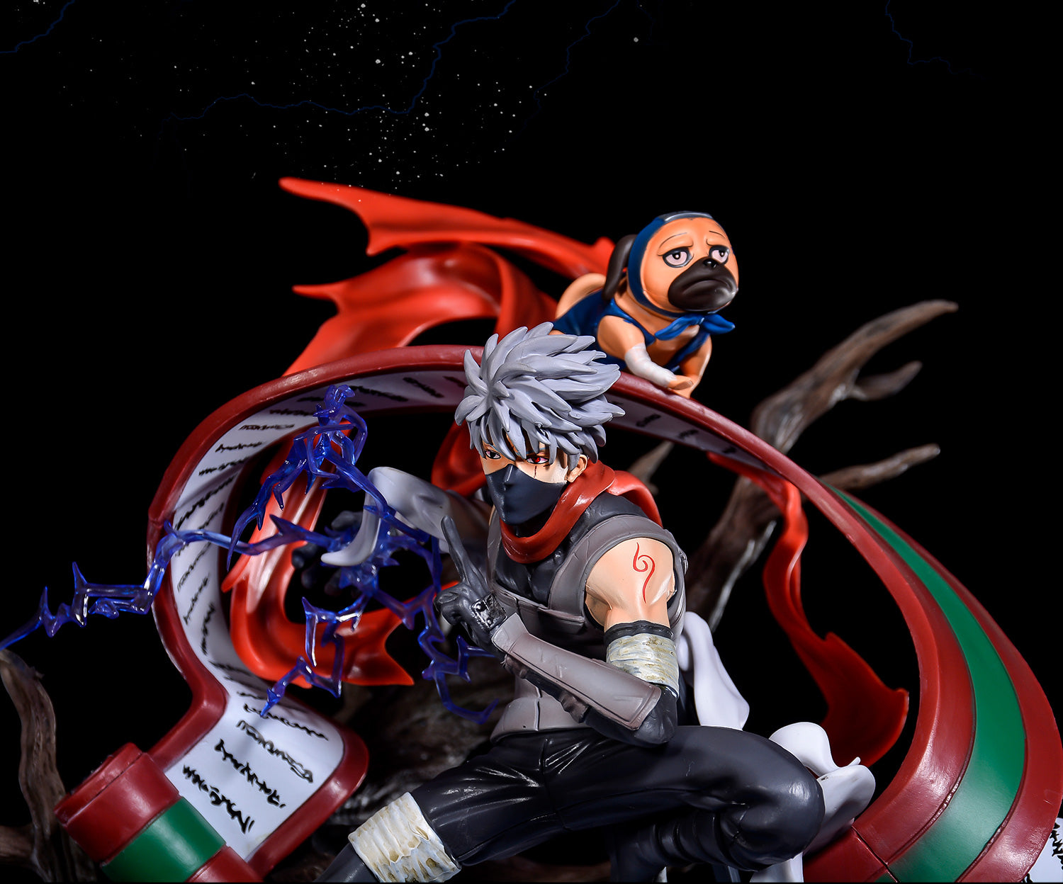Figura de acción Kakashi Hatake - 41 cm | PVC premium con jutsu de invocación y perro