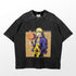 The Naruto Lakers T-Shirt by Naruto is a black premium anime apparel piece featuring a character akin to Naruto, dressed in purple and yellow with "Los Angeles" in the background. Its distressed texture adds a unique flair, making it ideal for any fan&