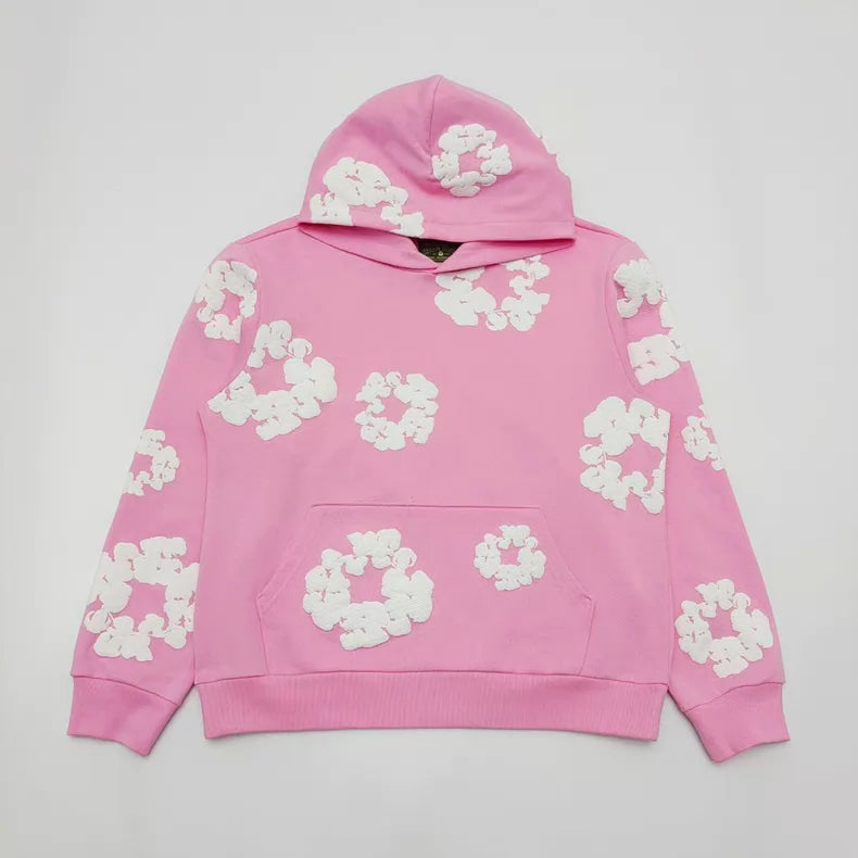 Pink “Cotton Wreath” Denim Tears Hoodie – White Floral Print