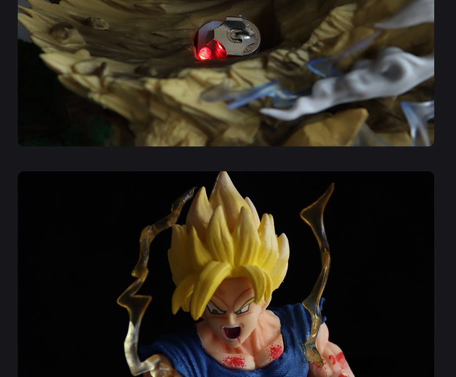 Figura de acción Dragon Ball Z - Goku vs. Majin Buu con efecto de luz LED, 19.5 cm de altura, figura coleccionable