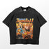 The Zenitsu Agatsuma Thunder Clash T-Shirt from Demon Slayer features Zenitsu with yellow hair amidst blue lightning and vibrant orange effects, highlighting "Agatsuma Zenitsu" at the top—ideal for fans of Thunder Breathing techniques.