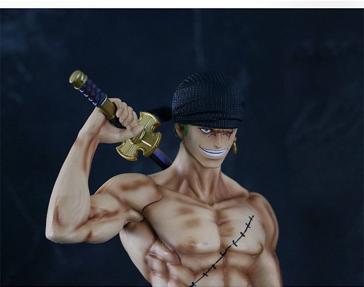 Figura de acción de Zoro - 38 cm con cabeza y manos intercambiables - una pieza coleccionable