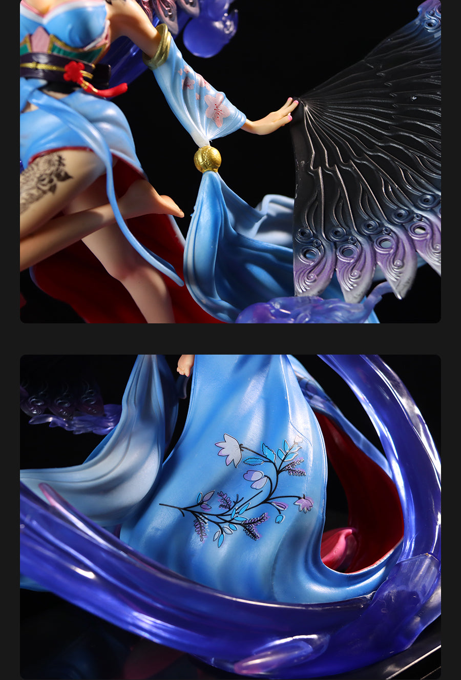 Nico Robin Geisha Action Igurine - 역동적 인 물 효과와 다채로운 팬이있는 35cm, 한정판 - 원피스 수집.