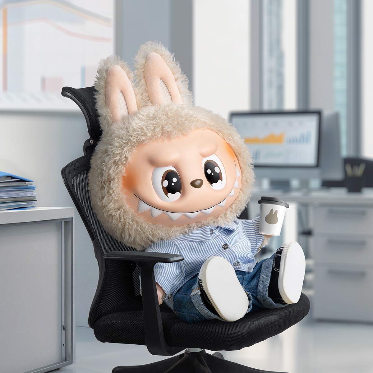 POP MART Labubu Flip With Me Plush Doll – Emotion-Switching Cotton Bunny (40cm)