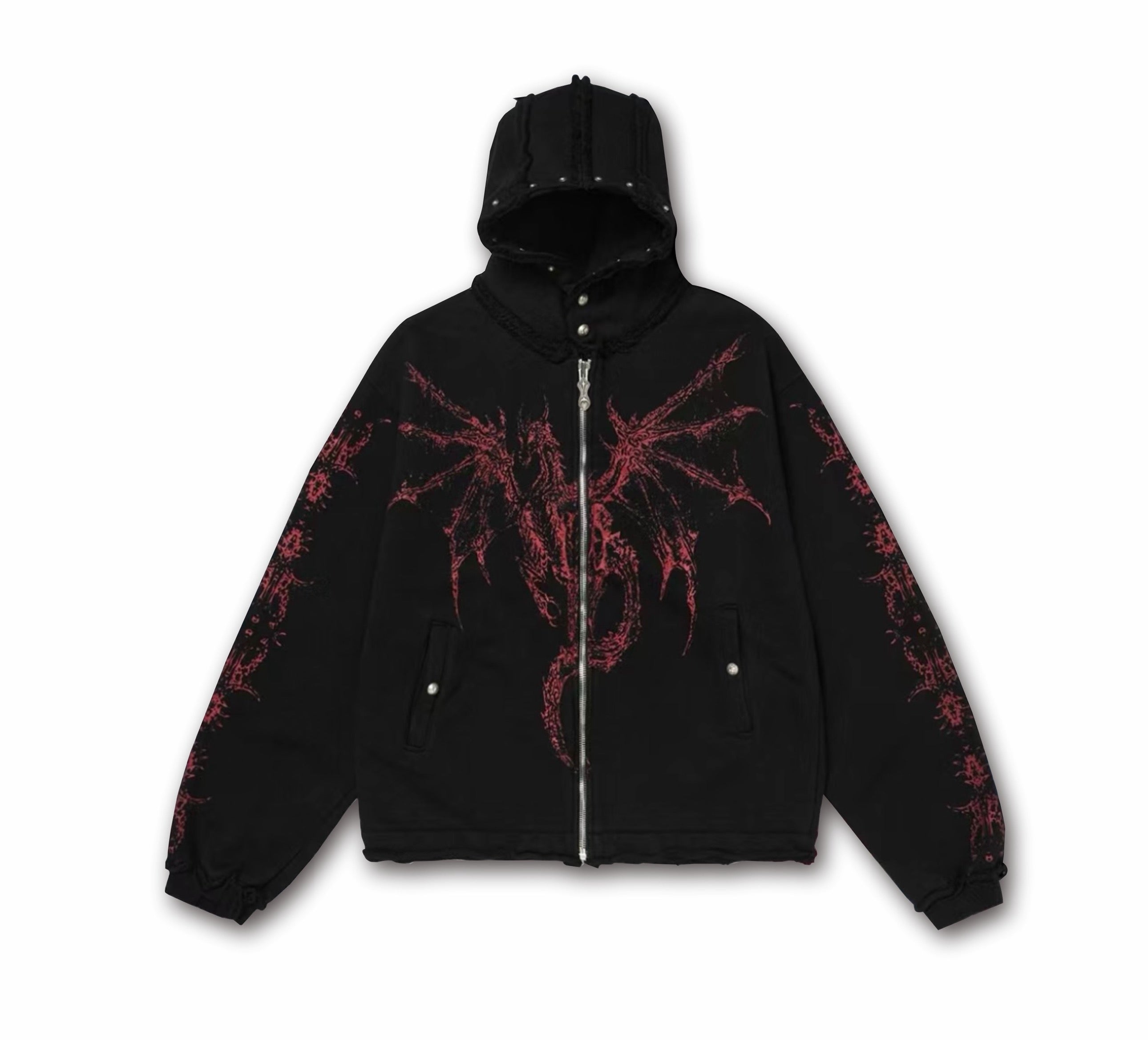 Gothic Dragon Zip-Up Hoodie | Dark Streetwear | SEAKOFF – Seakoff