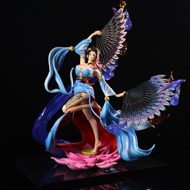 Nico Robin Geisha Action Igurine - 역동적 인 물 효과와 다채로운 팬이있는 35cm, 한정판 - 원피스 수집.