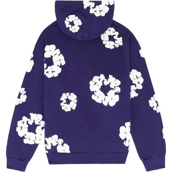 Purple “Cotton Wreath” Denim Tears Hoodie – White Floral Print Streetwear Pullover
