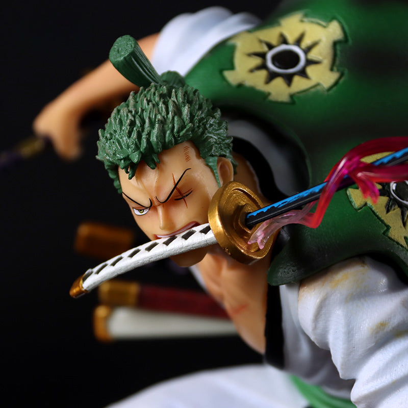 Estatueta de ação roronoa zoro - 31cm | Estátua colecionável em PVC de uma peça com espada e capa