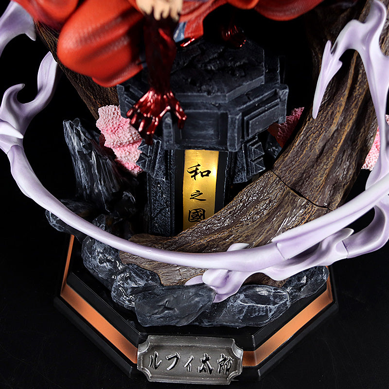 One-Piece Luffy Actionfigur-39 cm PVC-Statue mit austauschbaren Kopf- und Leuchtfunktionen