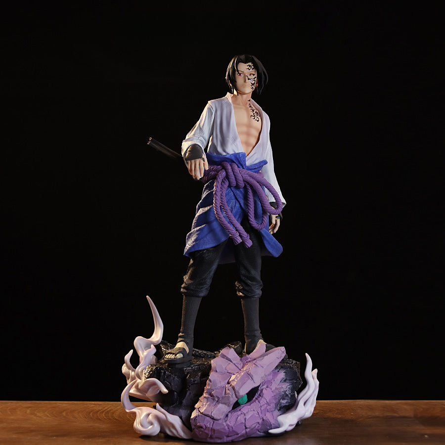 Conjunto de figuras de acción de Naruto y Sasuke - Edición de colección de 43 cm | Pantalla personalizable con bestias de cola