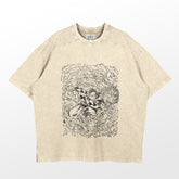 The Demon Slayer Tanjiro Water Breathing Washed Vintage T-Shirt features a dynamic black and white illustration of Tanjiro Kamado using his Water Breathing technique. Made from 260 GSM high-quality cotton, this anime streetwear piece has a slightly textured appearance.