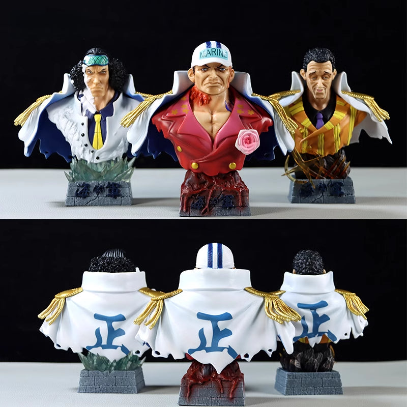 Conjunto de busto de almirantes marinhos - conjunto de 16 cm de 3 com uniformes detalhados - colecionável de uma peça