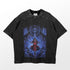 Introducing the Naruto Madara Uchiha Lightning T-Shirt by Naruto: a black tee with a bold graphic of a red-clad figure facing a majestic blue dragon, set against an intricate dark background. Perfect for anime fans looking to express their style boldly.