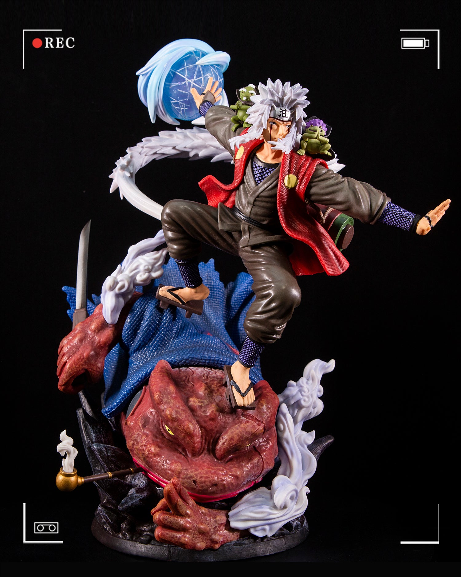 Figura de acción de Jiraiya - 38 cm | Cabezas intercambiables con jutsu de invocación y sapo sage pose