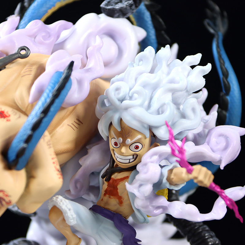 Luffy Gear 5動作小雕像 - 22厘米,帶覺醒的手,龍和煙霧效果,限量版 - 一件收藏品