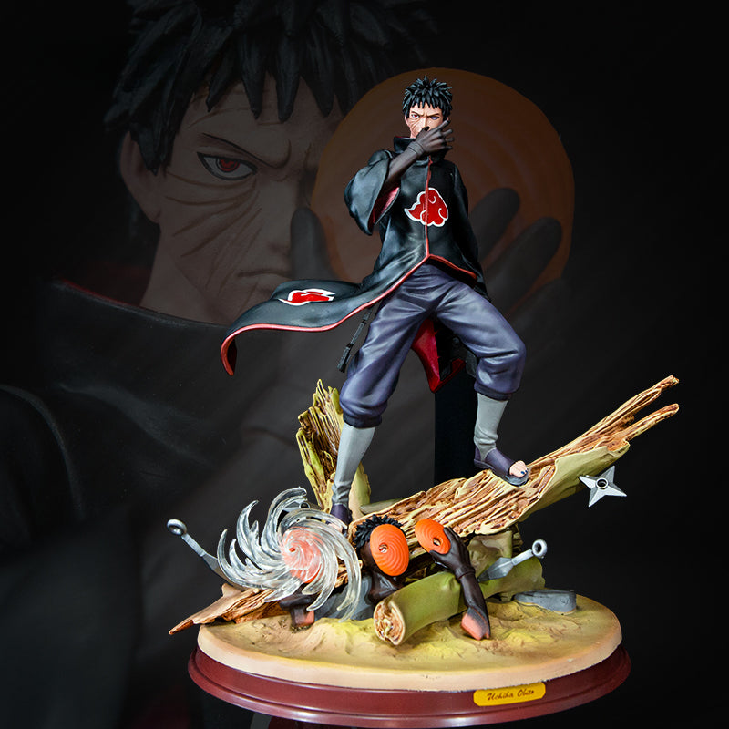 Figura da ação Uchiha Obito - edição de 31cm de colecionador | Pose dinâmica com máscara, efeitos de chakra e base de besta cauda