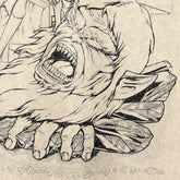 The Attack on Titan Levi Ackerman vs. Beast Titan Vintage T-Shirt features a dramatic illustration of the Beast Titan roaring, with sharp teeth and claws, gripping rocky terrain, alongside Levi Ackerman. Partial Japanese text appears at the bottom of this 260 GSM high-quality cotton anime streetwear design.