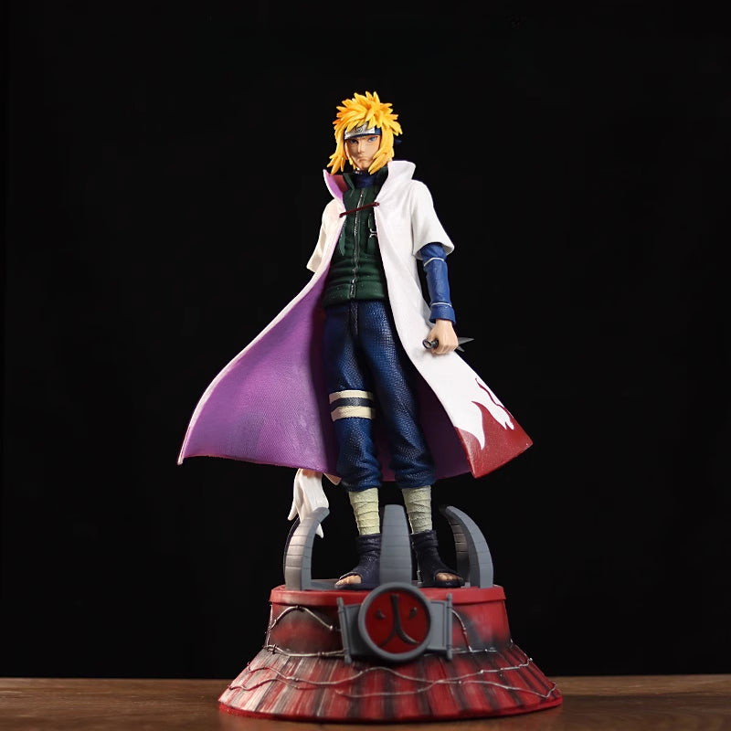 Figura de acción de Minato Namikaze - Edición de colección de 37 cm | Pose detallada con capa de hokage y base dinámica