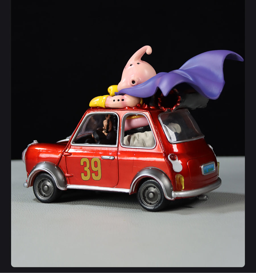 Dragon Ball Z Majin Buu Car Figura - Altura de 13.5 cm, 18 cm de longitud, 0.44 kg - con Red Mini Cooper