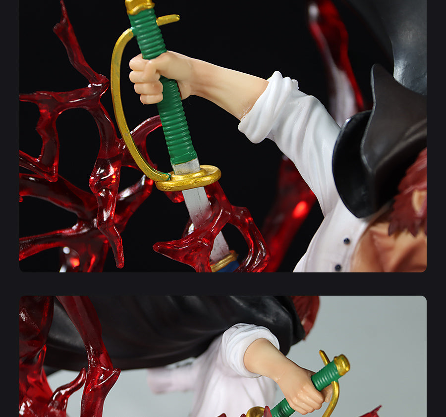 Estatueta de ação de Shanks - 32 cm com efeitos de energia vermelha - colecionável de uma peça