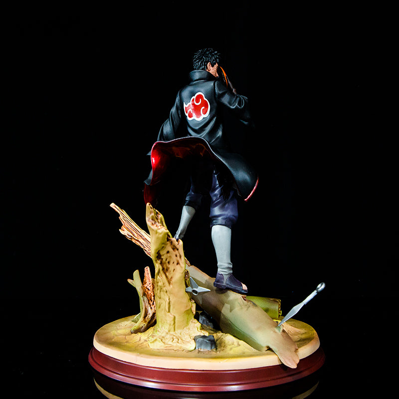 Figura da ação Uchiha Obito - edição de 31cm de colecionador | Pose dinâmica com máscara, efeitos de chakra e base de besta cauda
