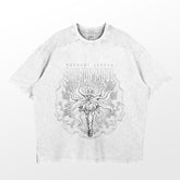 Introducing the Naruto Uzumaki Baryon Mode Washed Vintage T-Shirt, featuring a light gray design with an anime character in dynamic pose. Bold "Bayron Mode" text highlights its essence, blending high-quality 260 GSM cotton with anime streetwear flair.