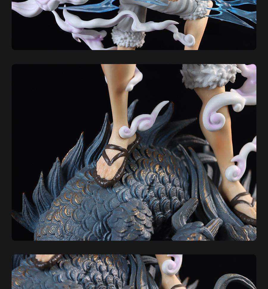 Luffy Gear 5動作小雕像 - 34厘米,具有閃電效果和龍基量,限量版 - 一件收藏品