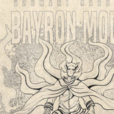 Illustration of a character in dynamic pose with swirling energy and cape, channeling Naruto Baryon Mode. The text "Bayron Mode" is prominent above, highlighting transformation features ideal for anime streetwear fans. Naruto Uzumaki Baryon Mode Washed Vintage T-Shirt – 260 GSM High-Quality Cotton by Naruto.