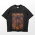 The Black Clover Shirt, by Black Clover, is a black T-shirt ideal for summer. It showcases a graphic with fiery details and a sword-wielding figure. Made from high-quality cotton, it offers a vintage vibe with a speckled texture on the shoulders and upper chest.