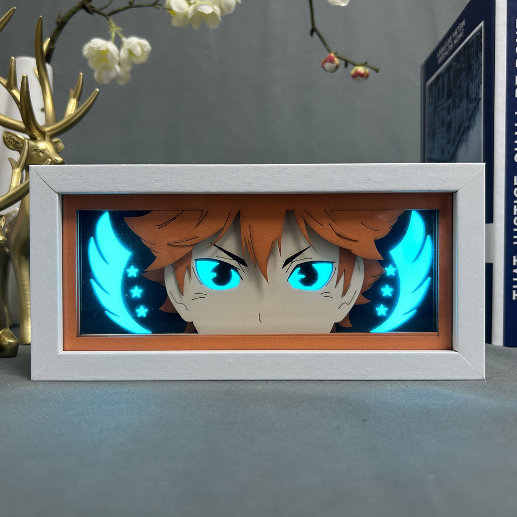 Caja de luz LED de anime dinámico: lámpara 3D de prodigio de cabello naranja enérgico