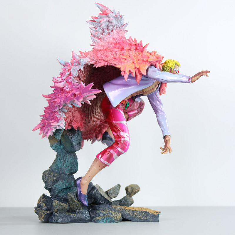 Figura de acción de Doflamingo - 33 cm con alas en llamas y base dinámica, edición limitada - una pieza coleccionable