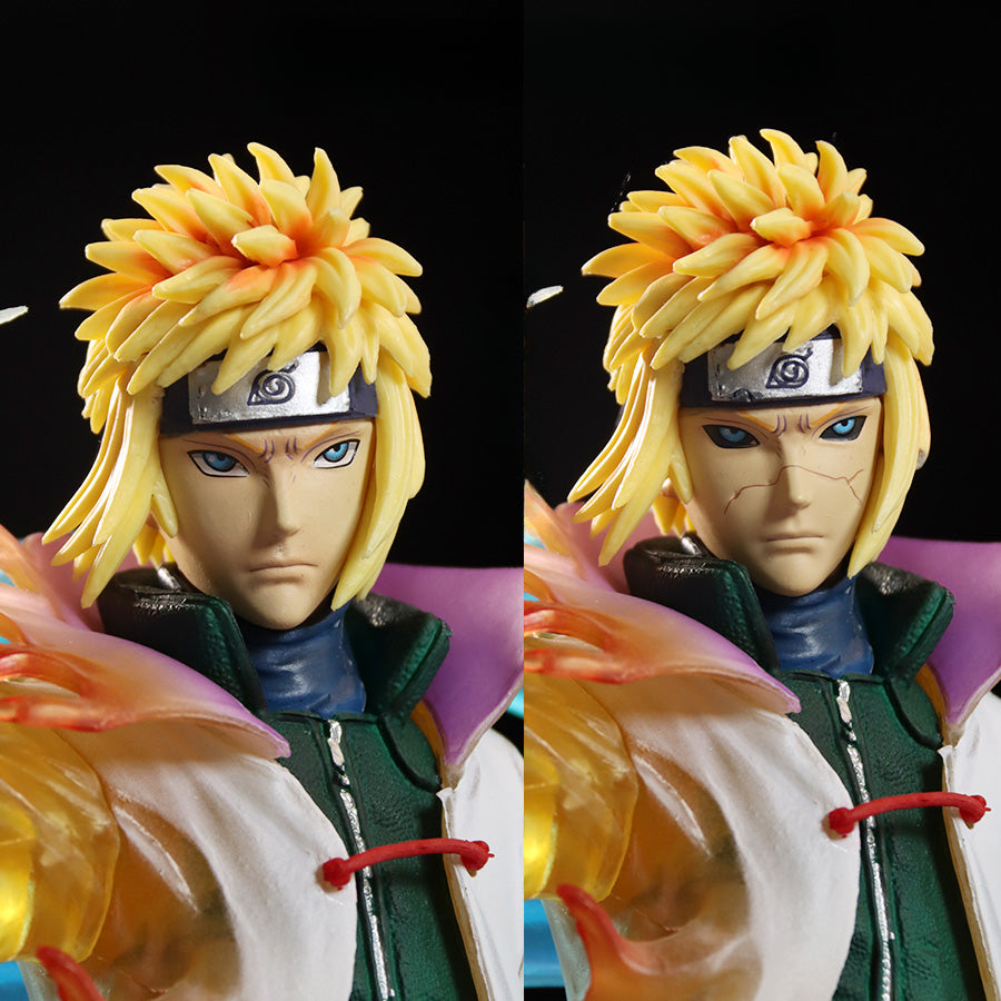 Minato Namikaze Ação Figura - Edição de 29cm de colecionador | Cabeças intercambiáveis, recursos de luz e pose dinâmica
