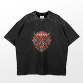 The Goodbye Nine-Tails T-Shirt by Naruto is a black tee with a stylized wolf head graphic and "2020" in characters above it. Featuring a worn texture and round neckline, this premium anime apparel is perfect for enthusiasts.