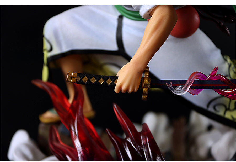 Estatueta de ação roronoa zoro - 31cm | Estátua colecionável em PVC de uma peça com espada e capa