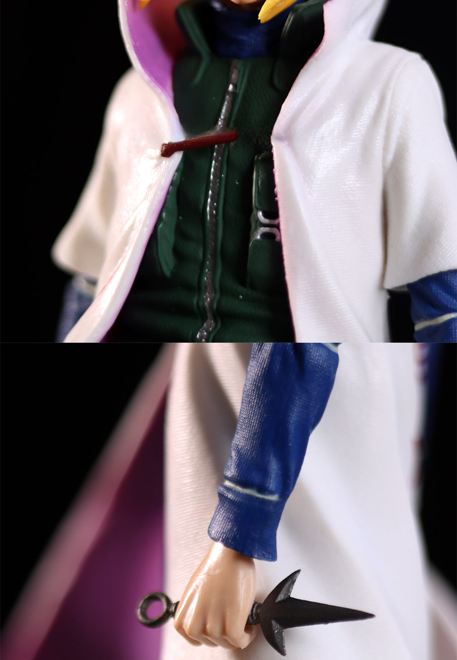 Figura de acción de Minato Namikaze - Edición de colección de 37 cm | Pose detallada con capa de hokage y base dinámica