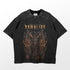 The "Beware of the Rumbling" Attack on Titan T-shirt by Attack on Titan boasts a fiery graphic design inspired by Eren Yeager, with edgy speckled shoulders.