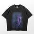 A high-quality Berserk Anime Graphic Tee from the Berserk brand, featuring a mystical Beherit Sword and Skull Knight design with colorful abstract patterns on a textured black background.