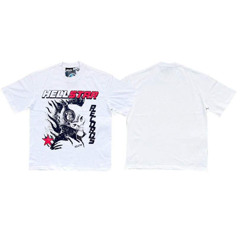 Hellstar Records Graphic T卹 - 250GSM純棉,街頭服裝頭骨設計T卹