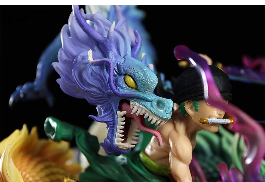Zoro動作小雕像 - 18厘米,帶有三頭龍頭和動態劍,限量版 - 一件收藏品