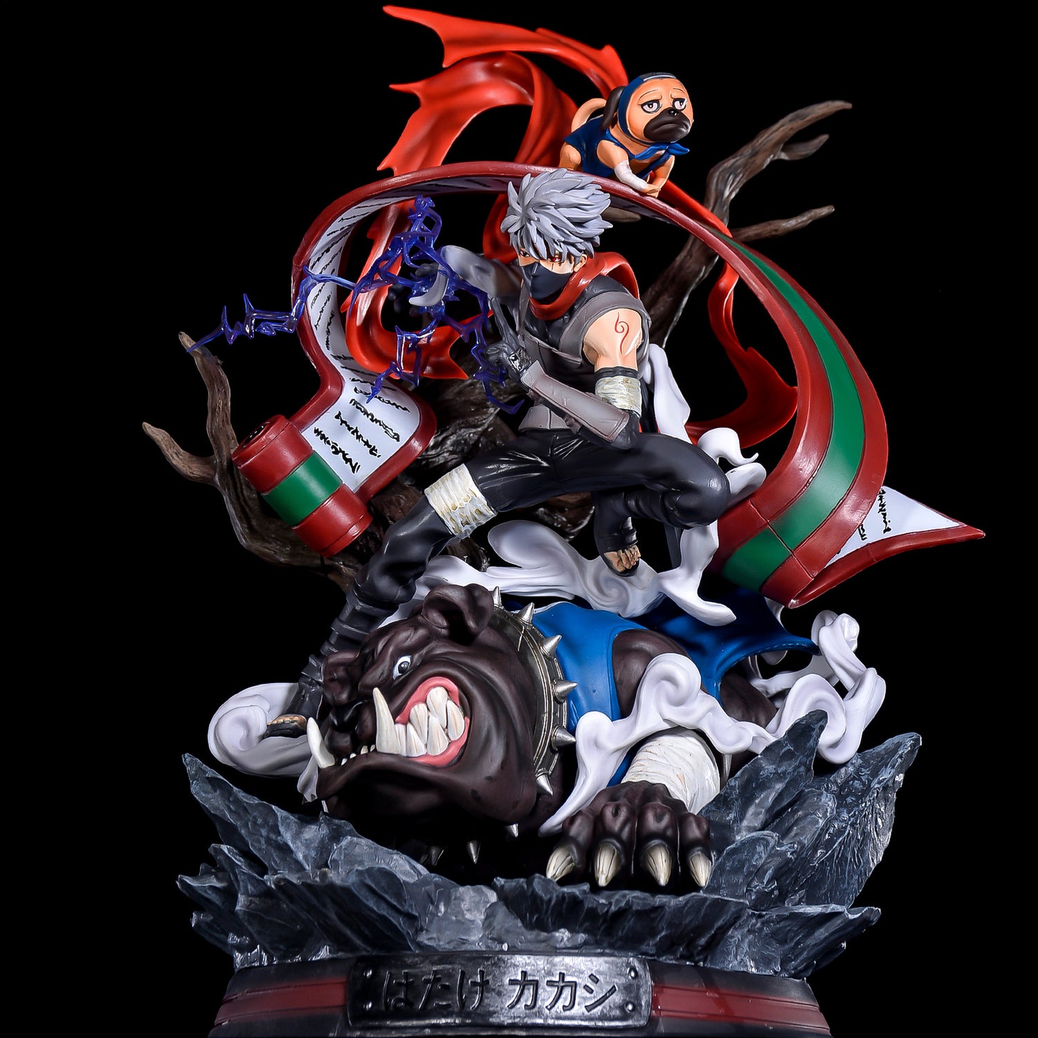 Figura de acción Kakashi Hatake - 41 cm | PVC premium con jutsu de invocación y perro