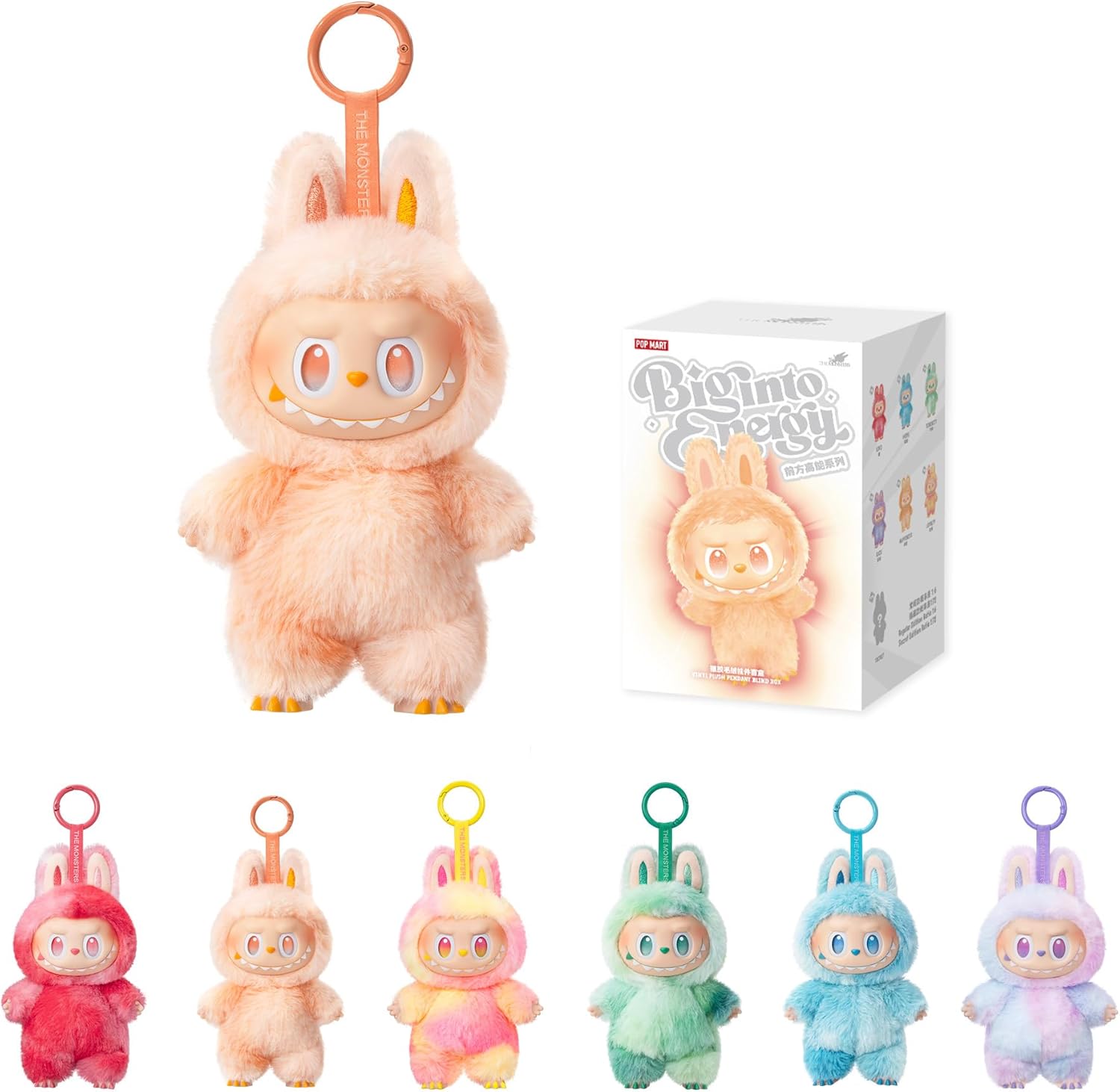 POP MART Labubu Energy Series – Full 6-Piece Plush Keychain Set
