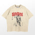 The Berserk Guts Washed Vintage T-Shirt by Berserk features anime streetwear style in beige with Guts in armor, a massive sword, bold red "BERSERK" lettering, intricate graphics, and Japanese text—embodying adventure and strength. Made from 260 GSM high-quality cotton.