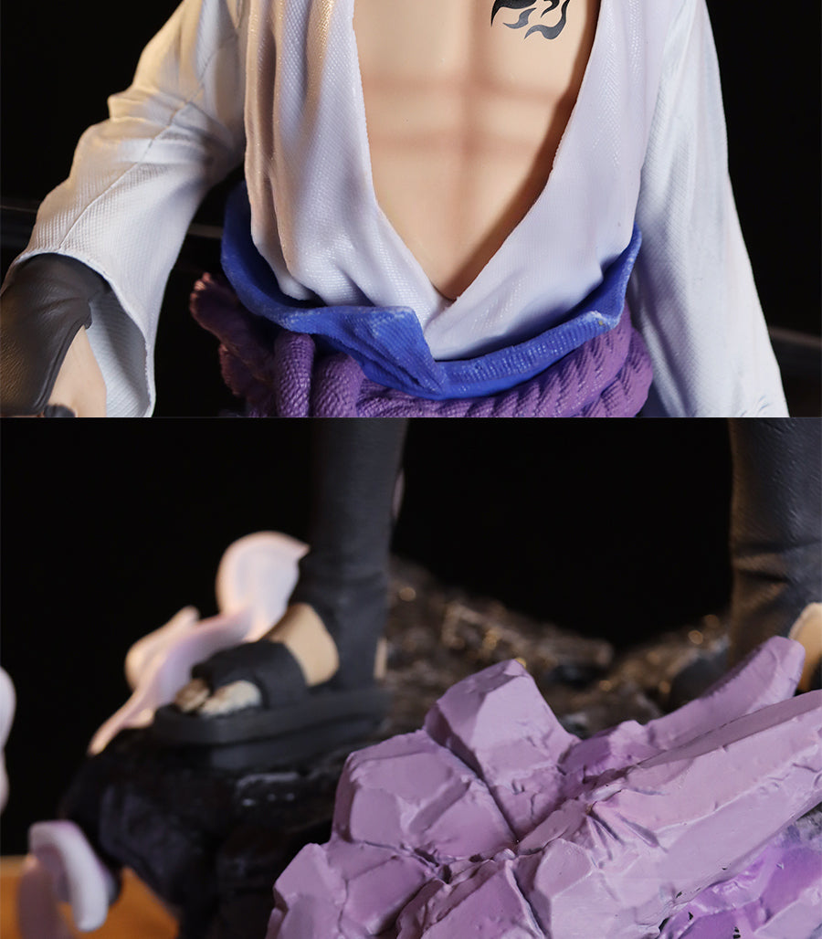 Conjunto de figuras de acción de Naruto y Sasuke - Edición de colección de 43 cm | Pantalla personalizable con bestias de cola