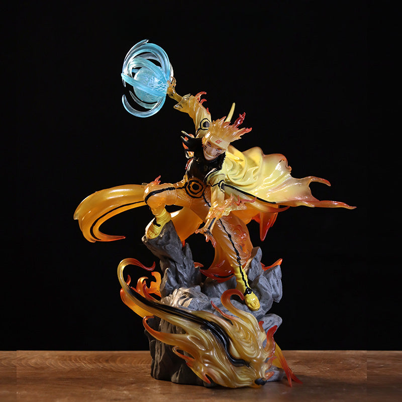 Figura de acción de Naruto Uzumaki - Edición de coleccionista de 25 cm | Pose dinámica con efectos de chakra y base de llamas