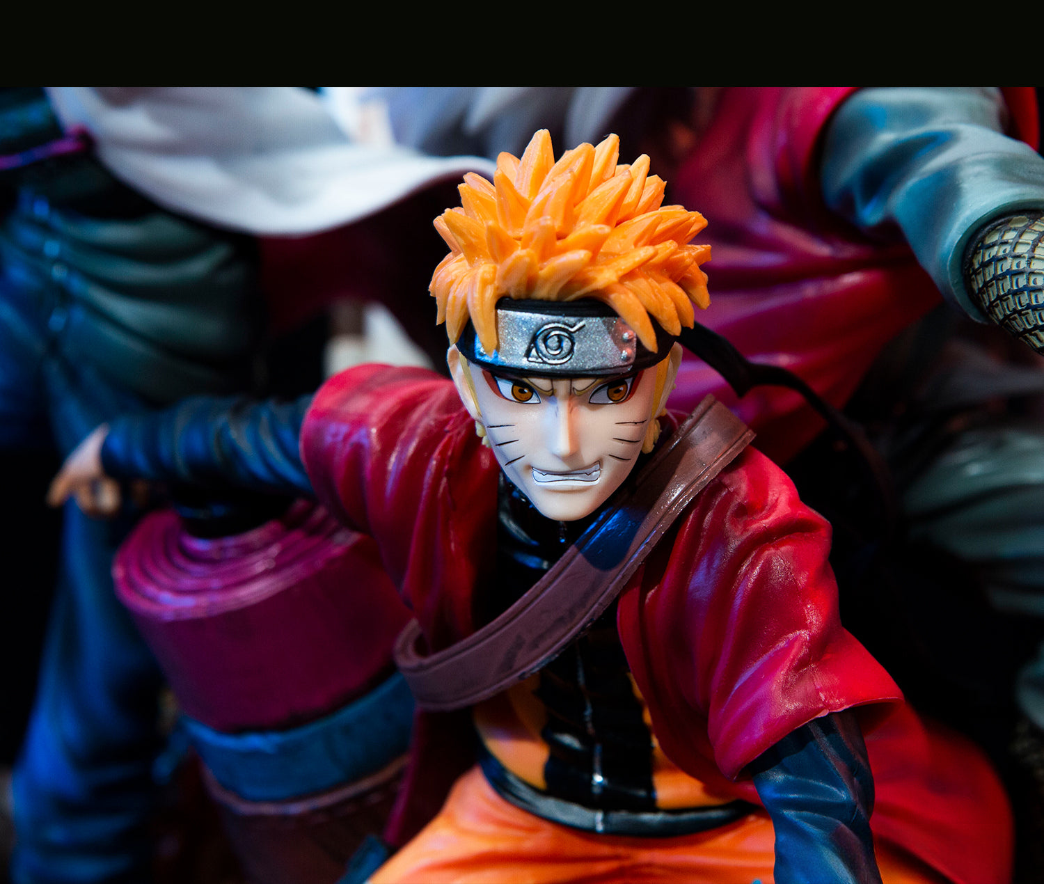 Figura de acción de Naruto, Minato y Jiraiya - Edición de colección de 41 cm | Pose dinámica con efectos de chakra y personajes icónicos